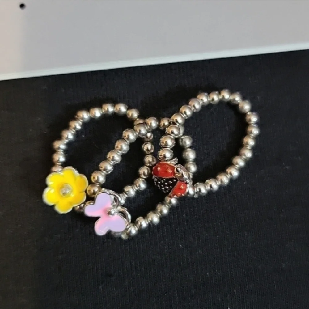 Cookie Lee‎ Children teen flower kitty cat heart necklace rings earings siliver